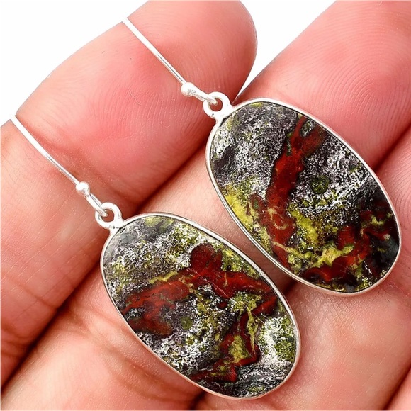 Earth Art hand crafted artisan Jewelry - Dragons blood gemstone earrings